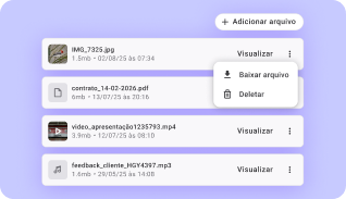 Huggy files tab with documents and media attached to the contact Huggy files tab with documents and media attached to the contact