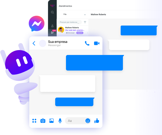 <span style='color:#ff0068;' >Facebook<br> Messenger + Huggy:</span> share incredible experiences through your<br> customer service